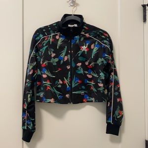 adidas floral print cropped zip up jacket